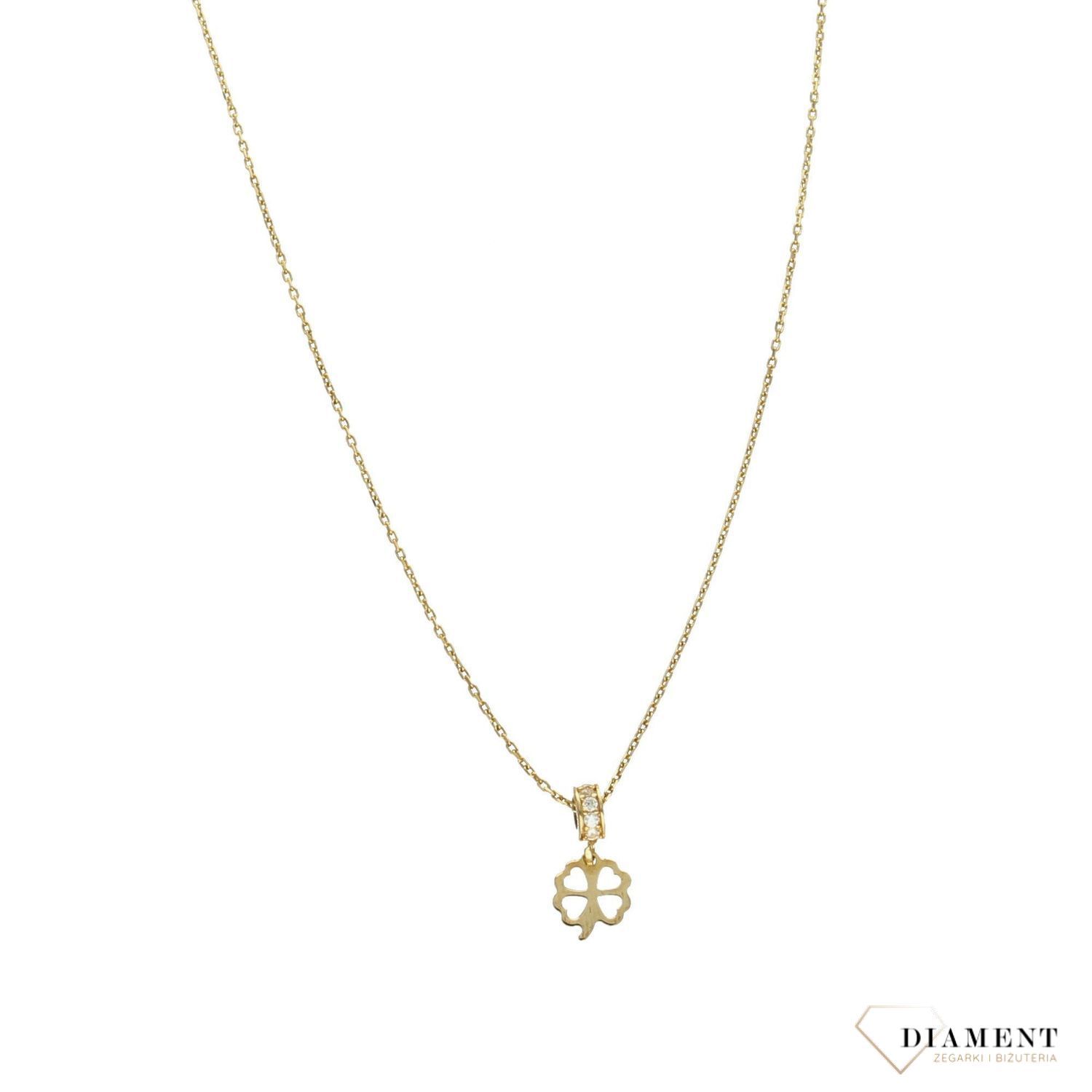 Naszyjnik celebrytka złoty z koniczynką.jpg